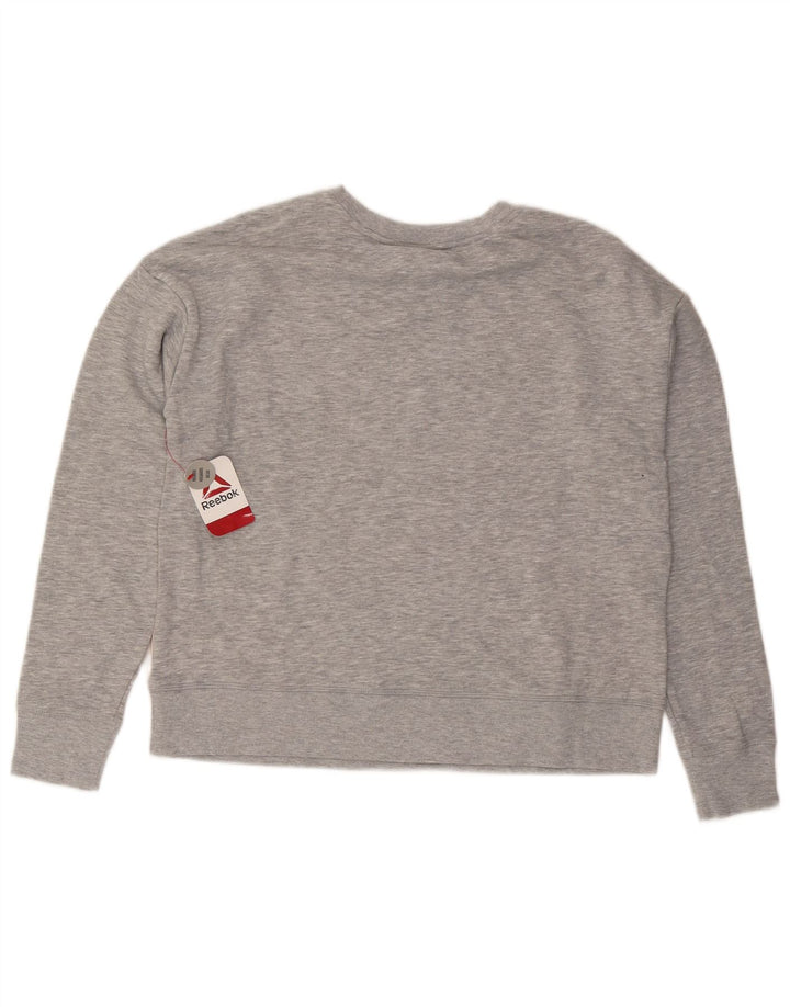Pulover Reebok pentru damă, cu grafică, UK 14, gri mediu, bloc de culoare