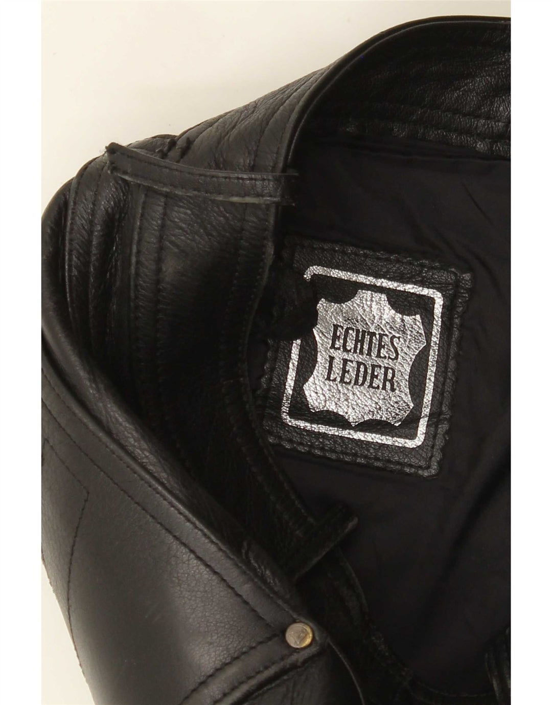 Pantaloni slim din piele pentru bărbați Akito W32 L34 din piele neagră