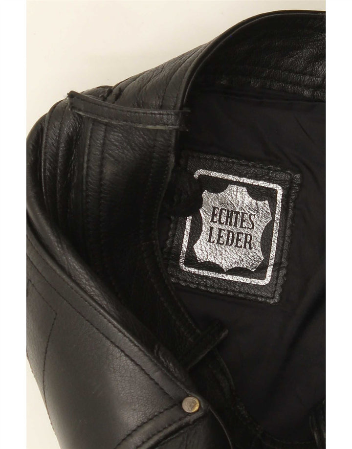 Pantaloni slim din piele pentru bărbați Akito W32 L34 din piele neagră