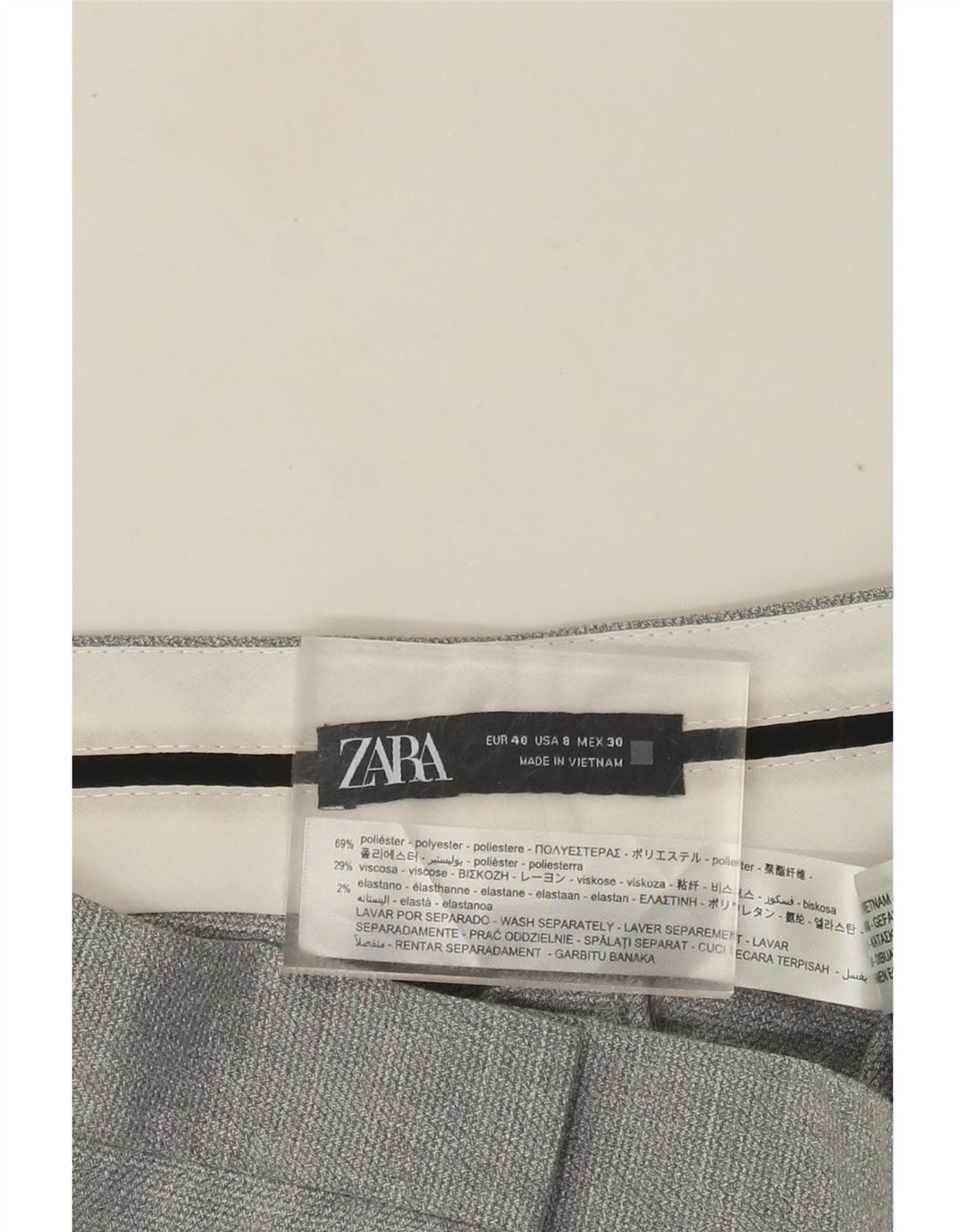 Pantaloni drepti pentru femei ZARA EU 40 Mediu L30 L26 Poliester gri