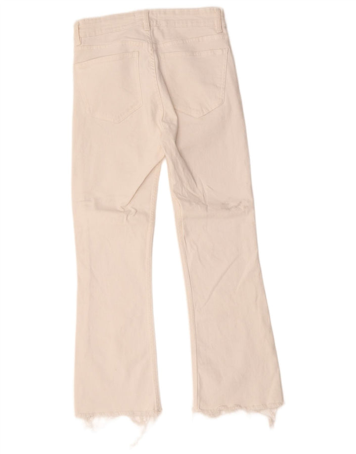 Blugi Bootcut pentru Damă Zara EU 38 Mici L28 L25 Bumbac Alb