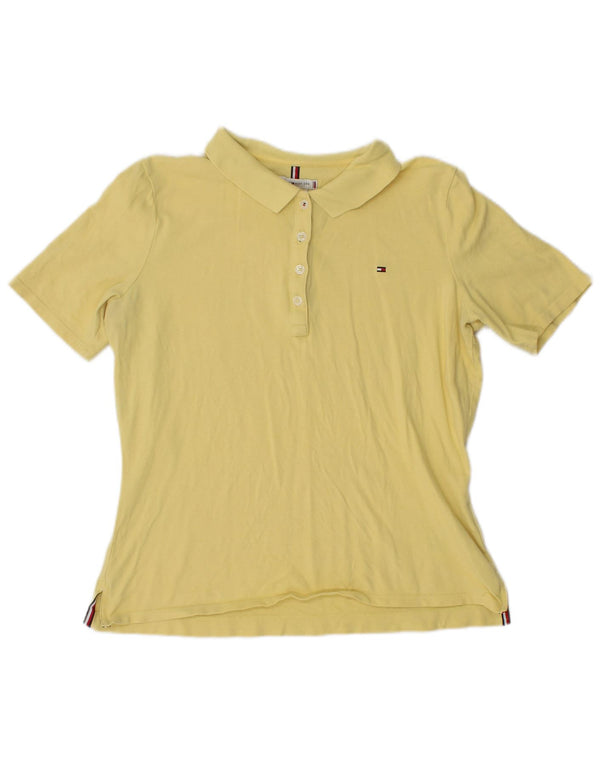 Tricou polo Tommy Hilfiger pentru femei, cu croiala normală, UK 12, bumbac galben mediu