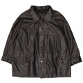 Jachetă vintage din piele cu 5 nasturi pentru femei IT 52 2XL negru