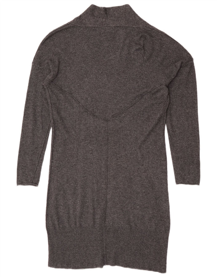 White Stuff Pulover cardigan deschis pentru femei cu paragate UK 14 Medium Gri Viscose