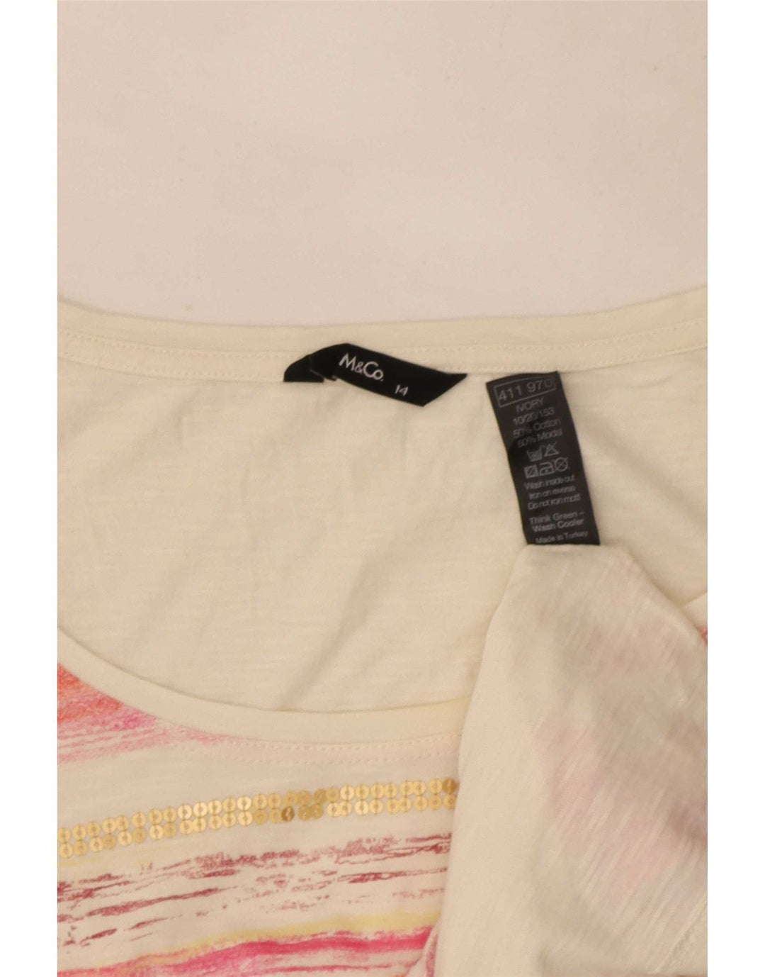 Tricou pentru femei M&Co Top UK 14 Bumbac cu dungi albe medii