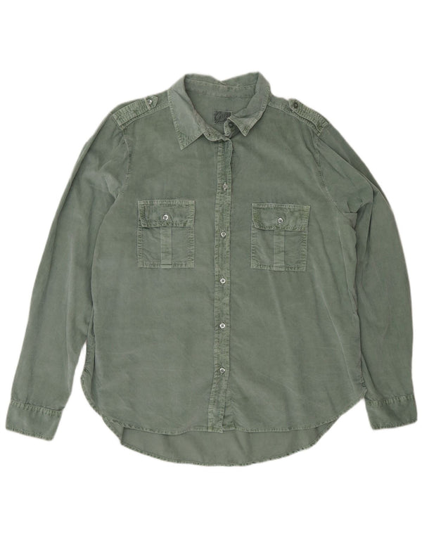 Cămașă militară oversize din velur pentru femei Guess UK 12 bumbac verde mediu