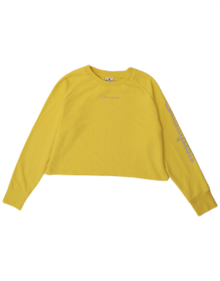 Pulover pentru femei Champion Crop Graphic Pulover UK 14 Galben mediu