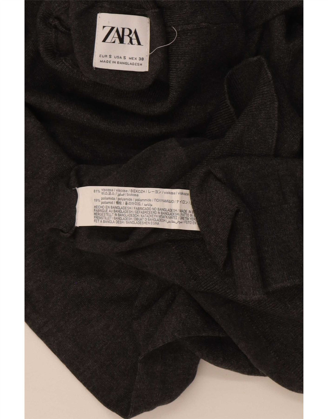 Pulover pentru bărbați Zara cu gât rulat, mic, gri, viscoză