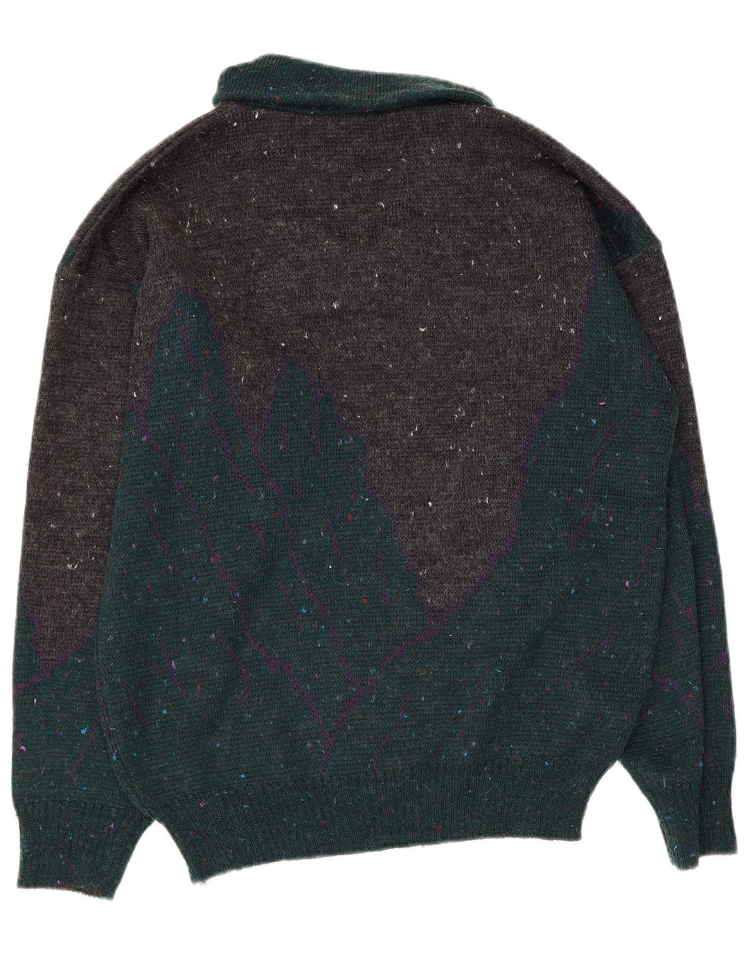 Pulover vintage pentru bărbați, cu grafică, cu gâtul șal, mijlociu, multicolor, pete