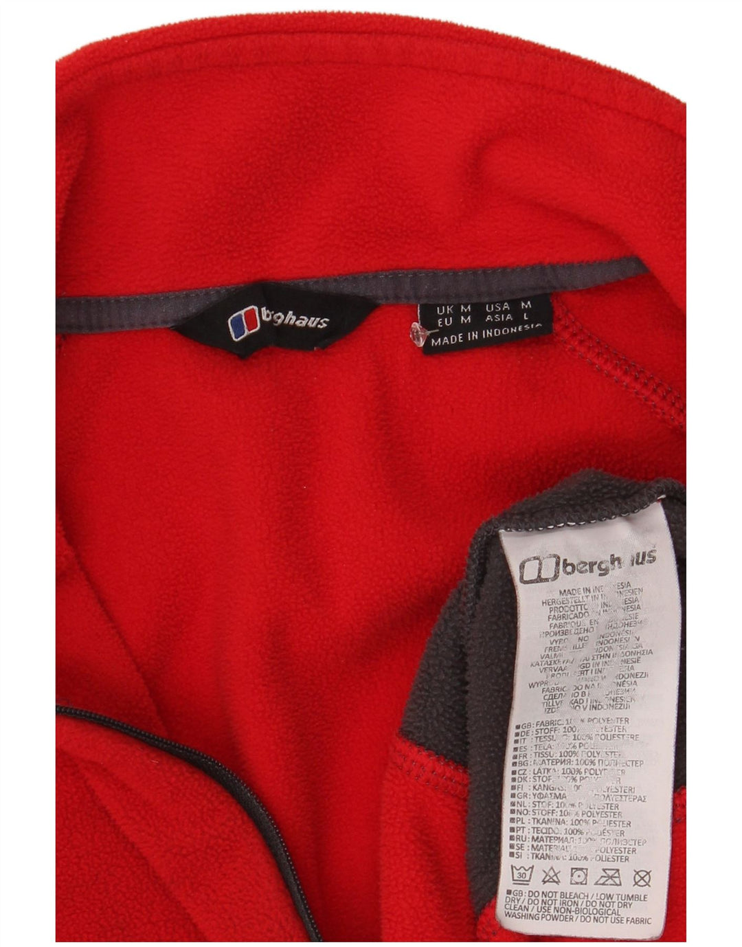 Pulover din lână pentru bărbați Berghaus, cu fermoar, roșu, poliester color bloc