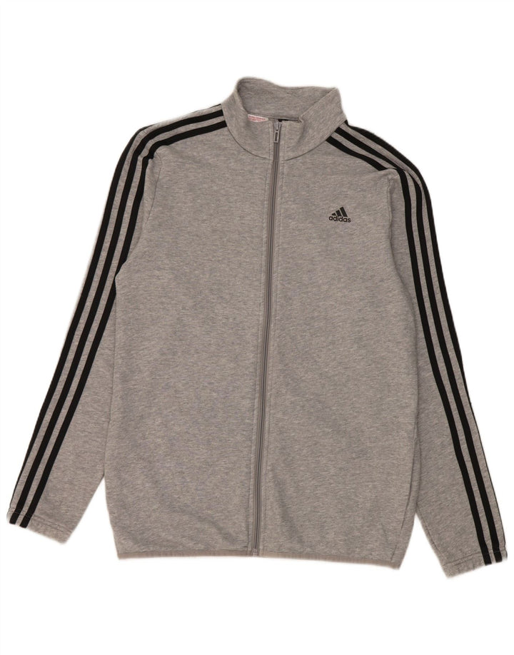 Jachetă de trening pentru băieți Adidas 15-16 ani, bumbac gri