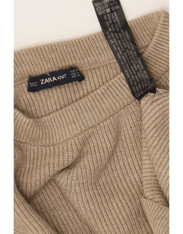 Pulover de damă Zara Crop oversize cu gât de barcă UK 14 Maro Mediu