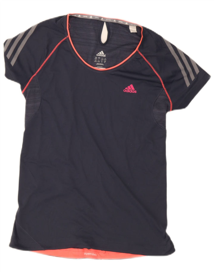 Tricou Adidas Climalite pentru femei Top UK 8/10 Small Bleumarin Poliester