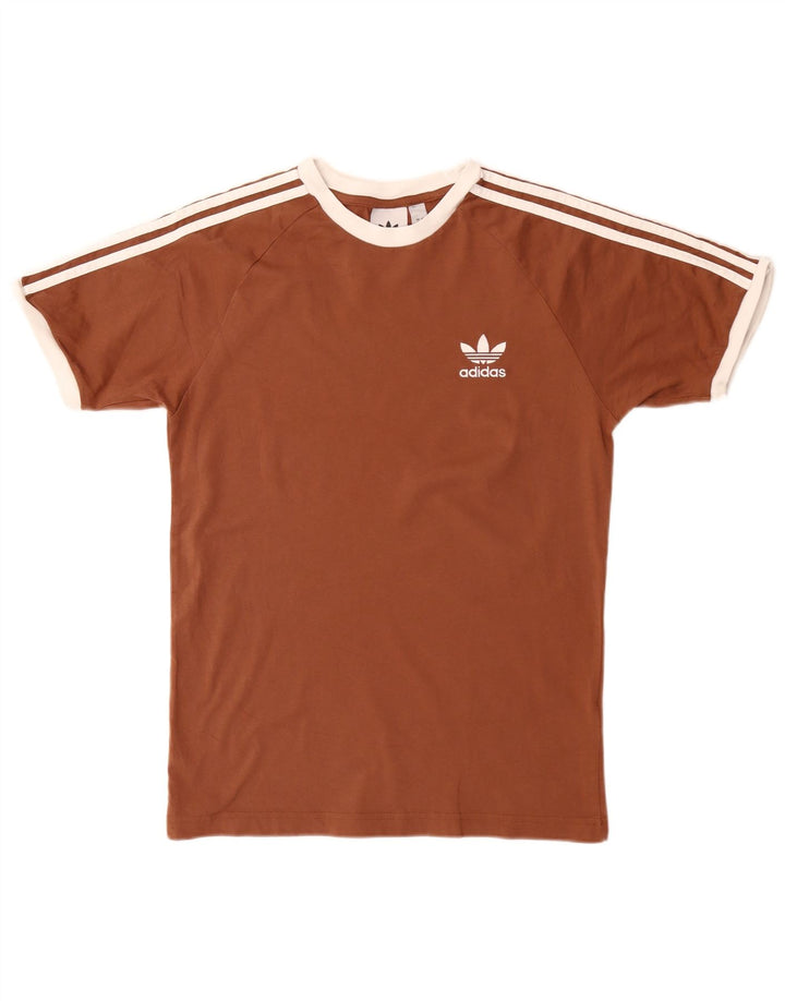 Tricou pentru bărbați Adidas Top mic maro bumbac