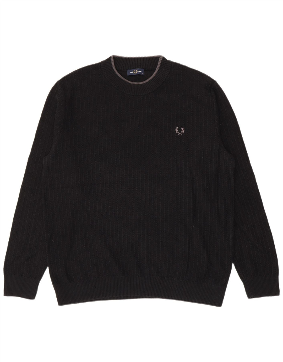 Pulover pentru bărbați Fred Perry cu gât crew pulover XL bumbac negru