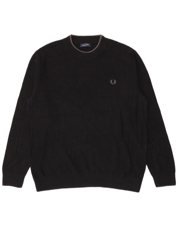 Pulover pentru bărbați Fred Perry cu gât crew pulover XL bumbac negru