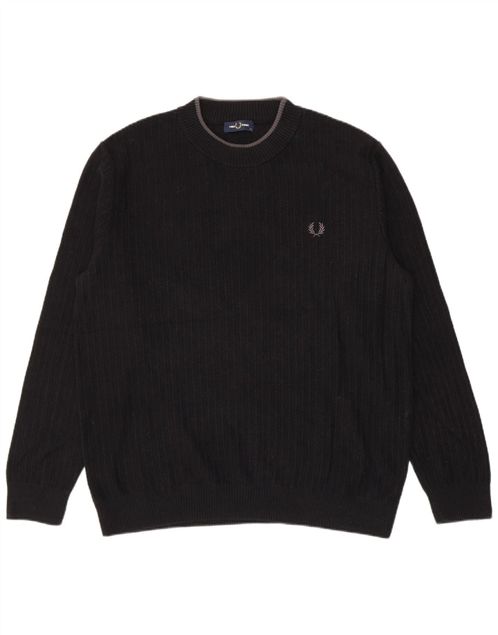 Pulover pentru bărbați Fred Perry cu gât crew pulover XL bumbac negru