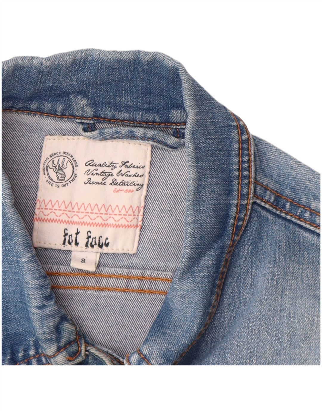 FAT FACE Jachetă de blugi pentru femei UK 8 Small Blue Bumbac