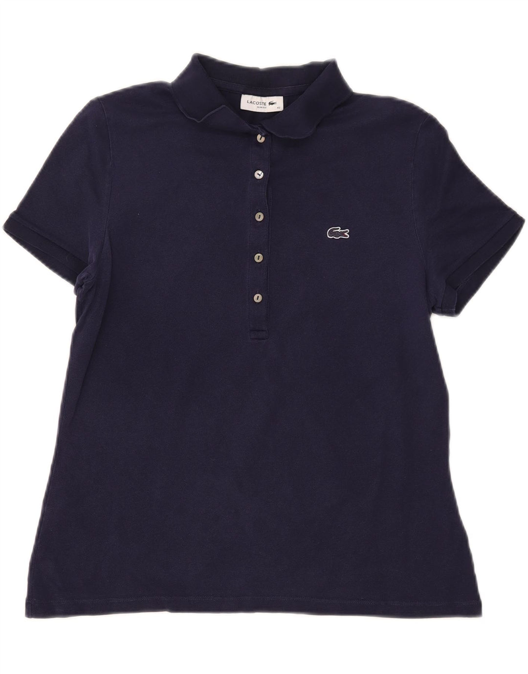 Cămașă polo pentru femei LACOSTE Slim Fit Mărimea 42 Mare Bumbac bleumarin