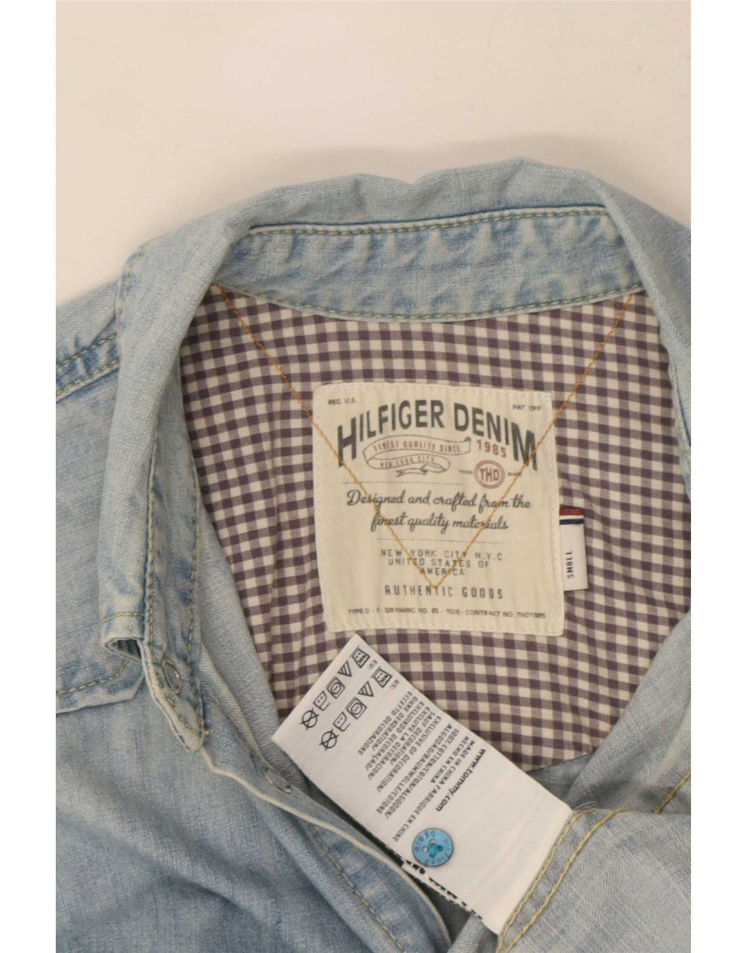 Cămașă Tommy Hilfiger pentru bărbați din denim mic, albastru, bumbac