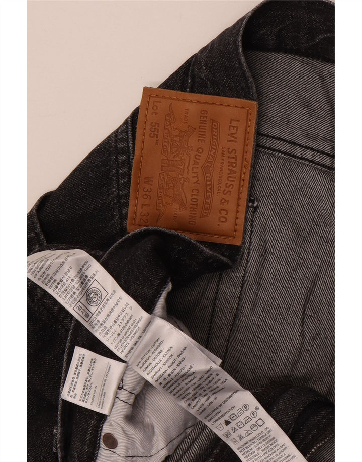 Blugi drepti pentru bărbați LEVI'S, cu ajustare relaxată, W36 L32, bumbac negru