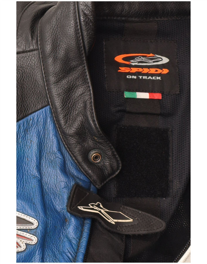 Jachetă Spidi din piele pentru bărbați IT 54, mare, neagră, color block