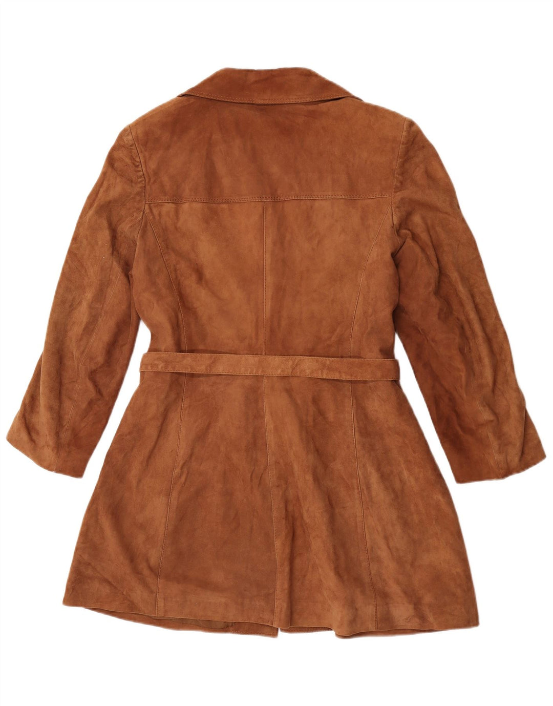 Pardesiu vintage pentru femeie din piele intoarsa IT 52 2XL din piele maro