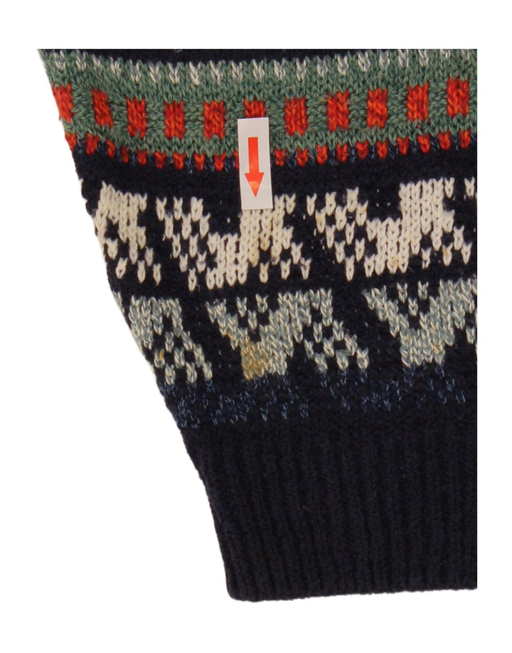 Pulover pentru bărbați Marks & Spencer, cu gât crew, Fair Isle, mare, bleumarin