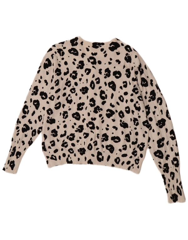 Pulover cardigan pentru femei Marks & Spencer UK 16, mare, alb, imprimeu animal
