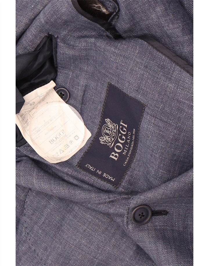 BOGGI Womens 2 Button Blazer Jacket IT 52 XL Blue Viscose Classic
