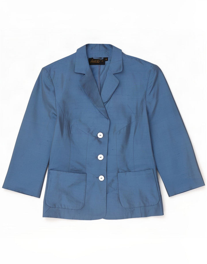 Luisa Spagnoli Jachetă pentru femei cu 3 nasturi IT 40 Small Blue Silk