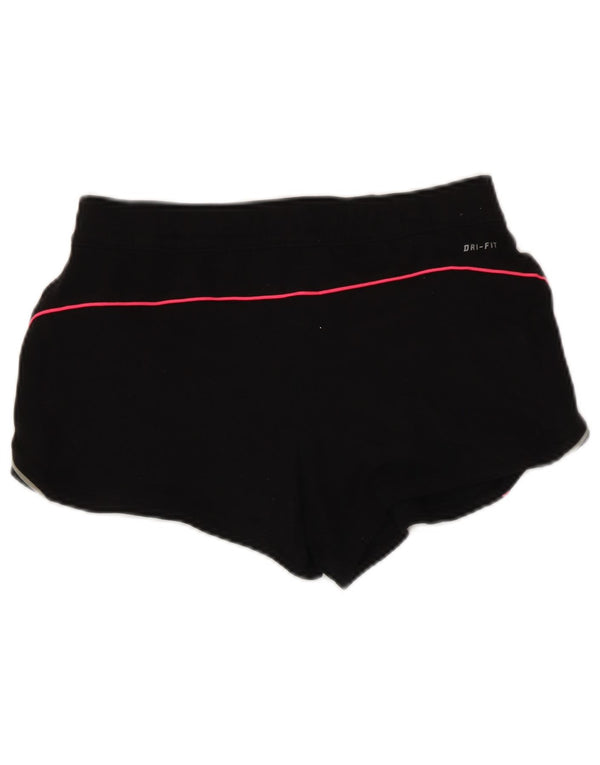 Pantaloni scurți sport Nike Dri Fit Graphic pentru femei UK 14, bumbac mediu negru