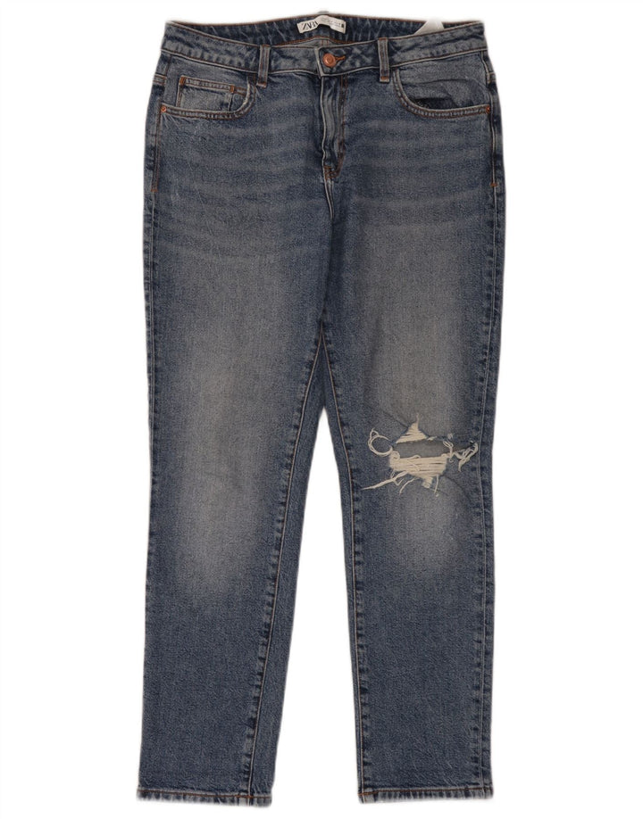 Blugi slim pentru femei Distressed Zara EU 40 Medium L30 L28 Bumbac albastru