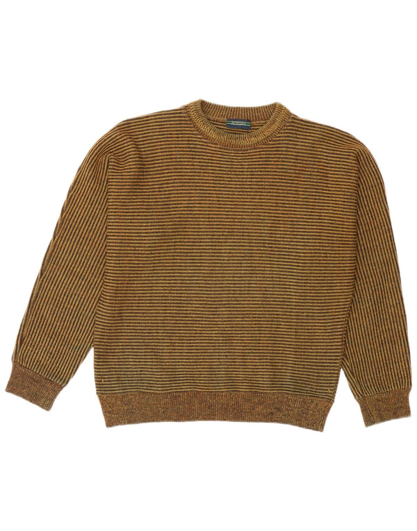 Pulover vintage pentru bărbați cu decolteu rotund, cu dungi medii, multicolore