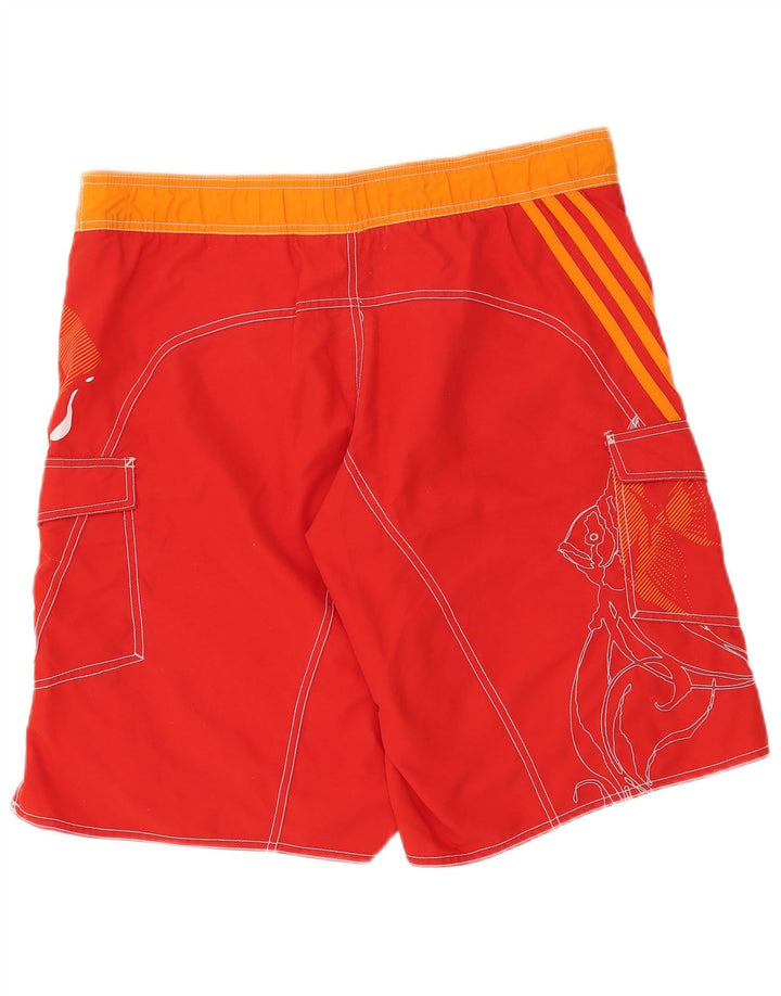 Pantaloni scurți de înot grafic pentru bărbați Adidas, roșu mediu, poliester color bloc