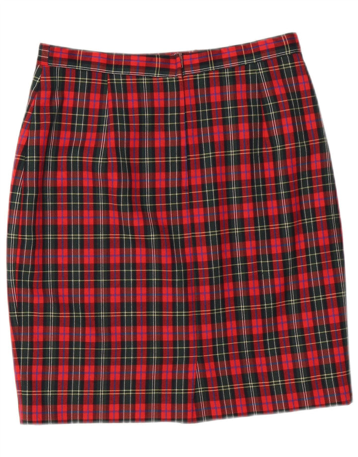 Fusta creion Vintage pentru femei IT 44 Medium W28 Red Check Lână virgină