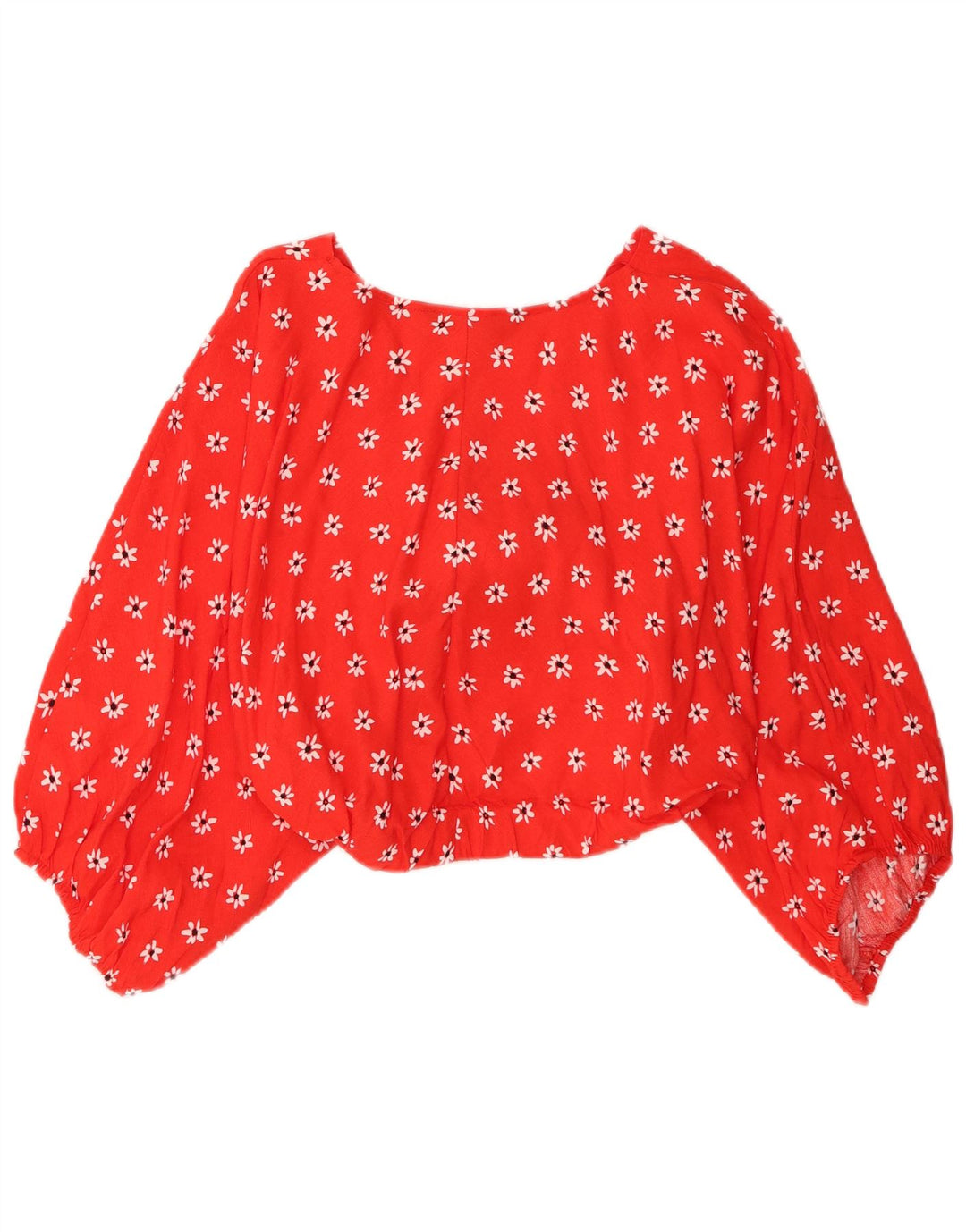 Crop Top cu mânecă lungă pentru femei Zara UK 12 Roșu mediu Floral