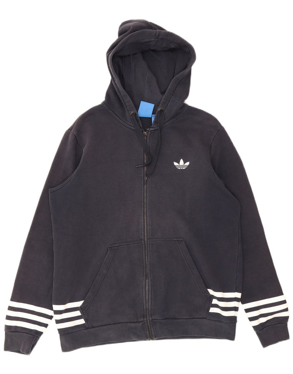 Pulover cu glugă cu fermoar grafic Adidas pentru bărbați, mare, albastru, bumbac