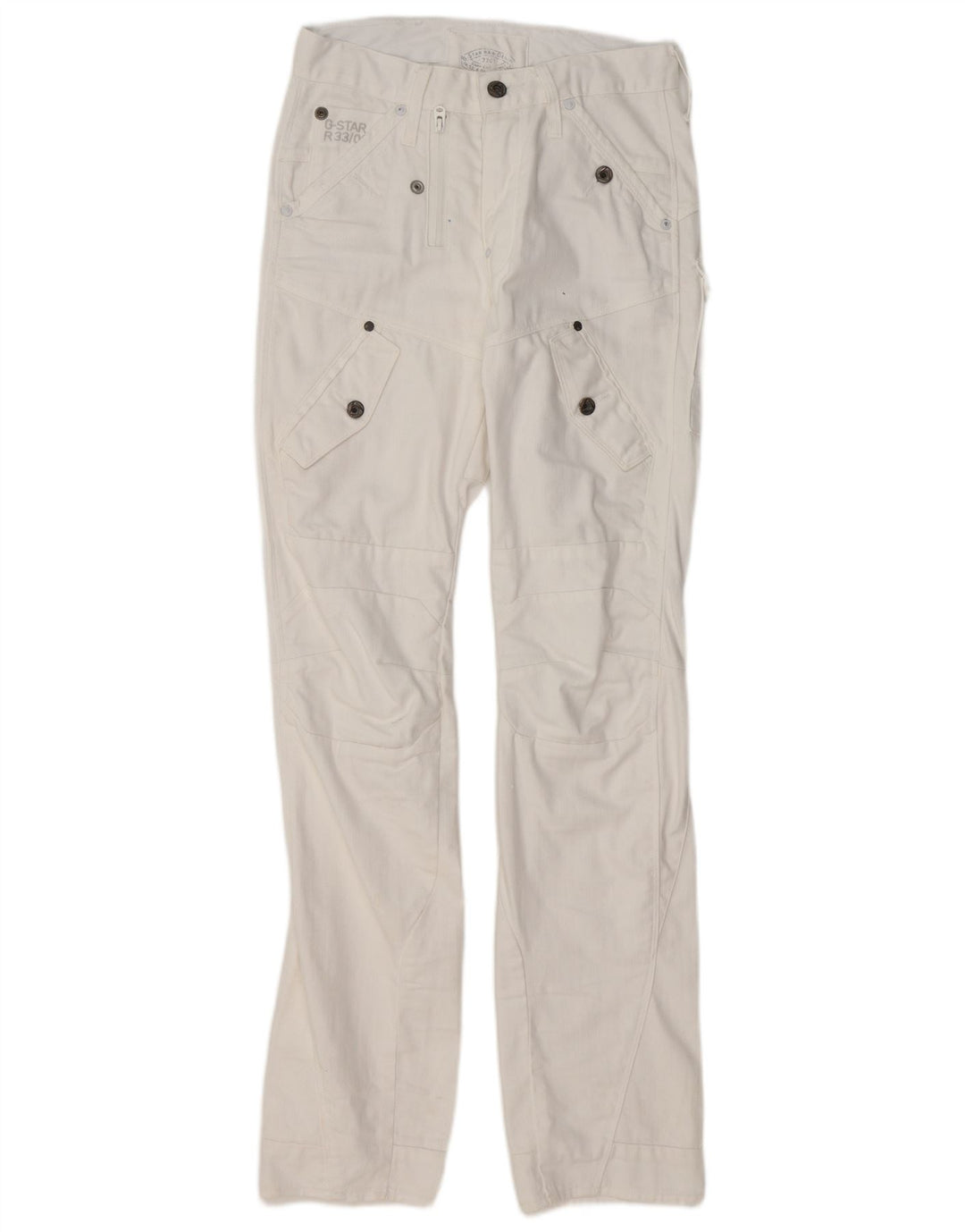G-STAR Mens Straight Cargo Trousers W29 L34  White Cotton