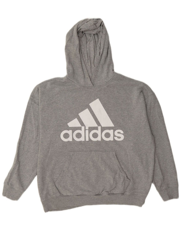 Pulover cu glugă supradimensionat cu grafic Adidas pentru femei Marea Britanie 12/14 Medium Gri Flecked