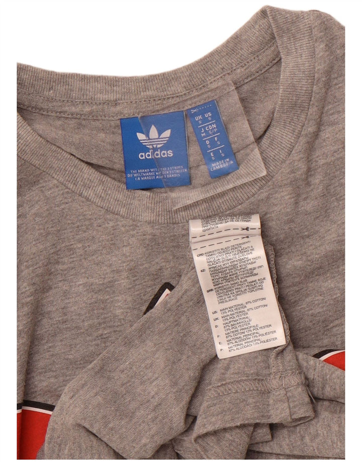 Tricou grafic ADIDAS pentru femei Top UK 10 mic, gri bumbac cu pete