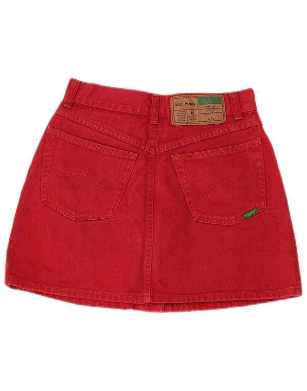 Fusta mini denim pentru femei Benetton IT 44 Medium W26 Bumbac rosu