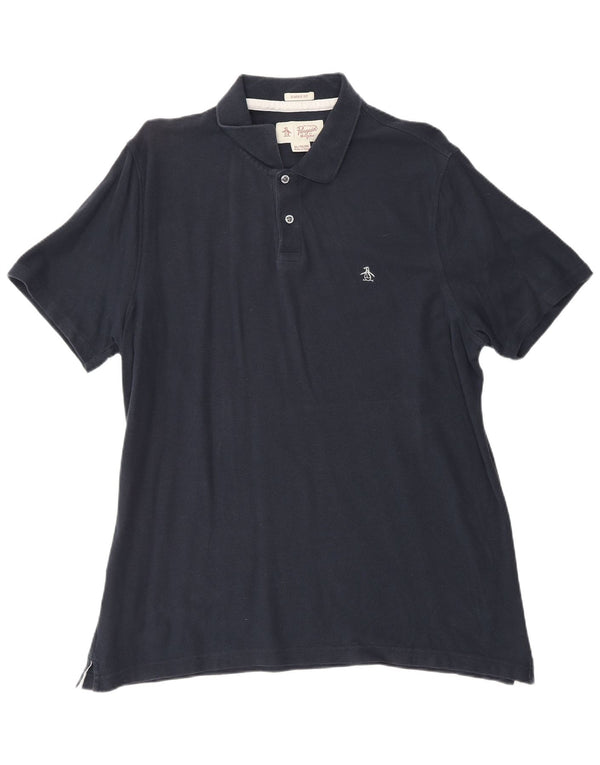 PENGUIN Mens Classic Fit Polo Shirt XL Navy Blue Cotton