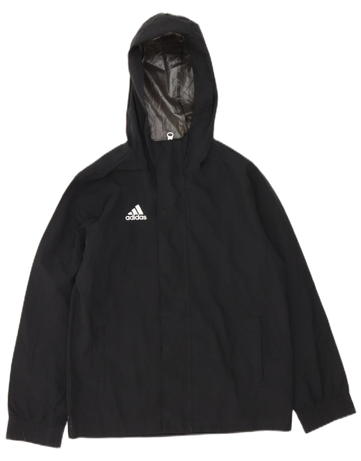 Jachetă de ploaie cu glugă ADIDAS pentru băieți 9-10 ani, poliester negru