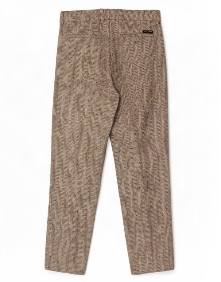 Pantaloni chino drepți vintage pentru bărbați, L30 L30, lână gri Herringbone