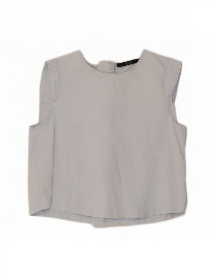 Bluză Crop Top Femei Zara UK 12 Bumbac Albastru Mediu