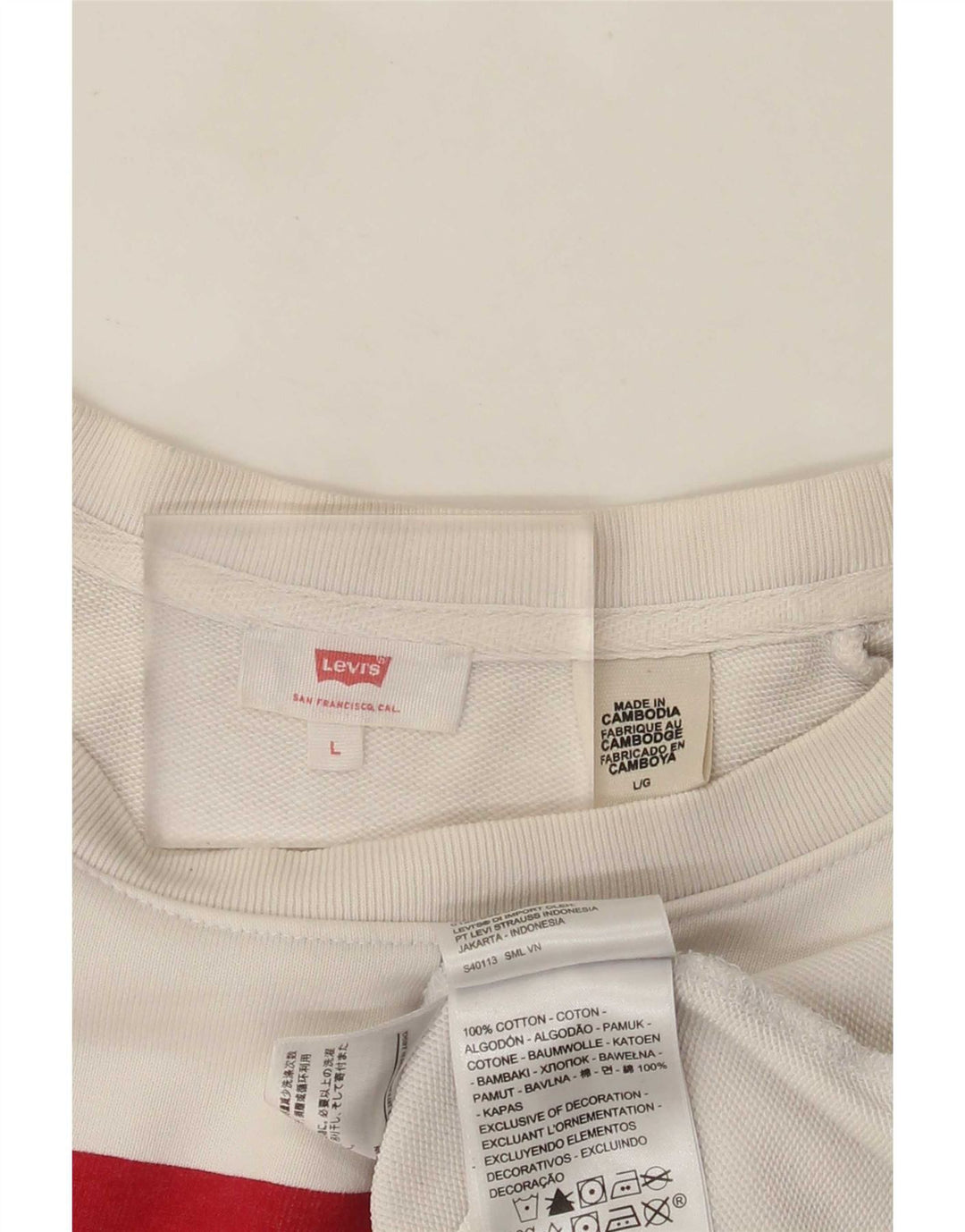 Levi's Pulover supradimensionat cu grafic pentru femei UK 16 Bumbac alb mare