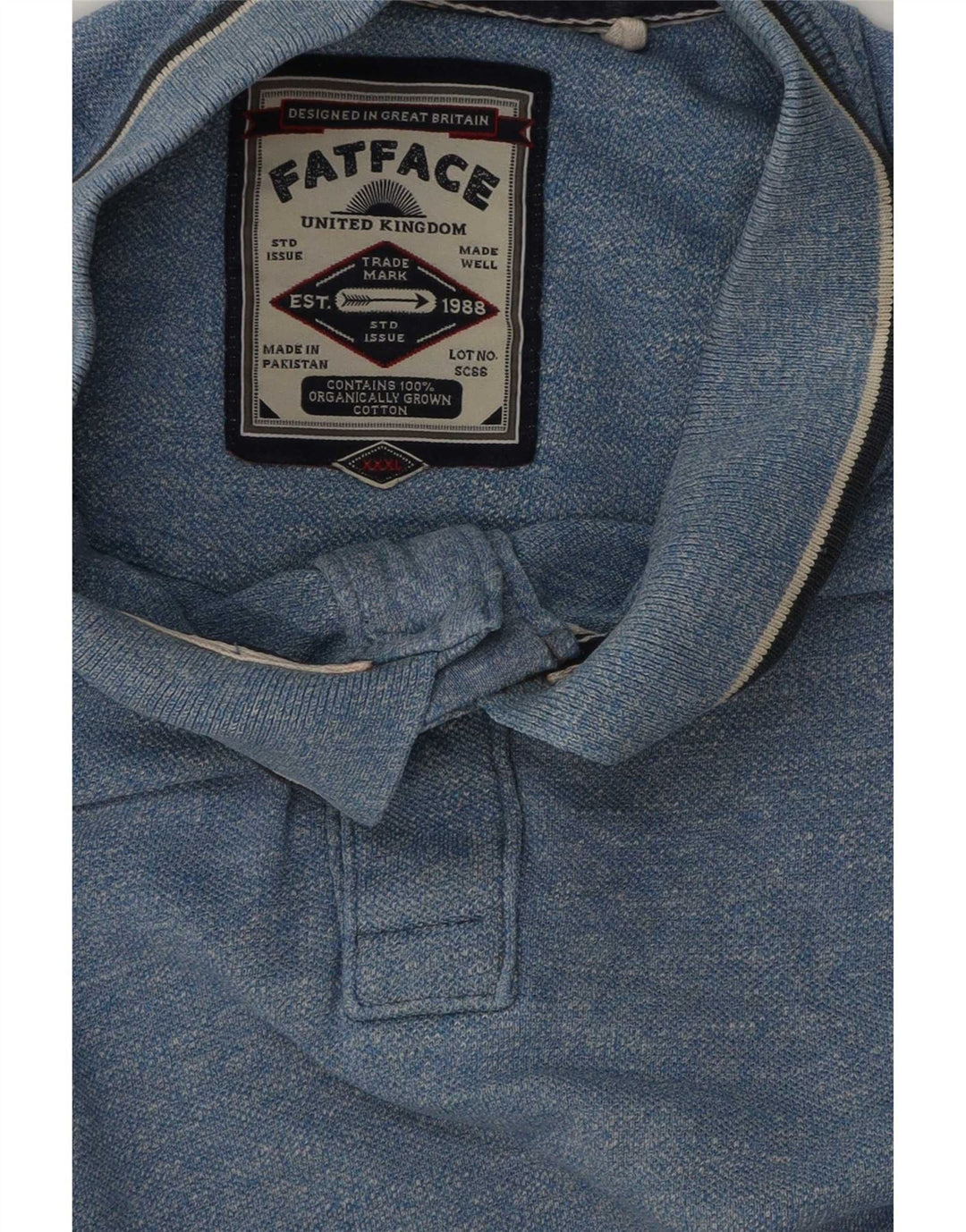 Tricou polo pentru bărbați Fat Face 3XL, bumbac cu dungi albastre