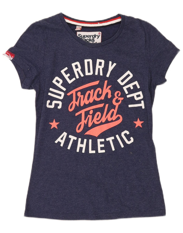 SUPERDRY Tricou cu grafic pentru femei Top UK 10 Small Bleumarin Bumbac