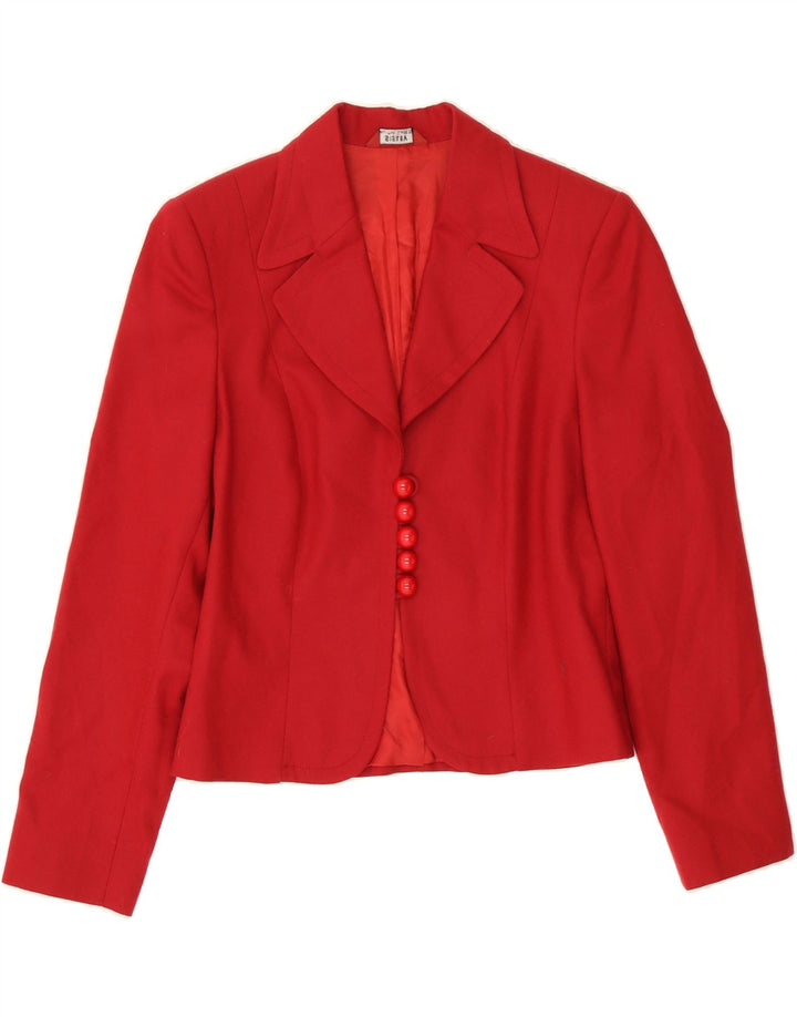 SISLEY Womens 5 Button Blazer Jacket UK 10 Small Red Virgin Wool Vintage Sisley and Second-Hand Sisley from Messina Hembry 